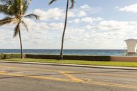 the sidewalk is on both sides of the beach, leading to a lifeguard station on top