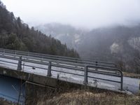 Foggy Mountain Road in the Alps