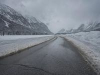 Foggy Mountains in Glacial Landscape 002