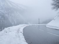 Foggy Road in the Alps, Europe