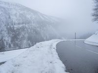 Foggy Road in the Alps, Europe