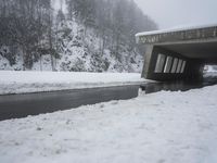 Foggy Winter Road Tunnel Through the Mountains