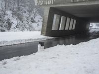 Foggy Winter Road Tunnel Through the Mountains