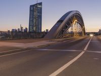 Frankfurt Cityscape at Dawn with Skyscrapers and Bridges
