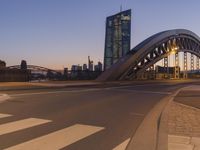 Frankfurt Cityscape at Dawn with Skyscrapers and Bridges