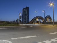 Frankfurt Cityscape: Night Lights Reflecting on Water