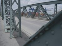 Frankfurt, Germany: Suspension Bridge in Urban Landscape