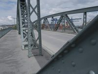 Frankfurt, Germany: Suspension Bridge in Urban Landscape