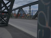 Frankfurt, Germany: Suspension Bridge in Urban Landscape