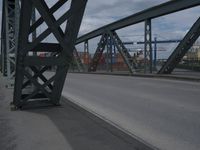 Frankfurt, Germany: Suspension Bridge in Urban Landscape