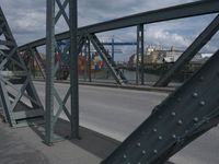 Frankfurt, Germany: Suspension Bridge in Urban Landscape
