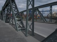 Frankfurt, Germany: Suspension Bridge in Urban Landscape