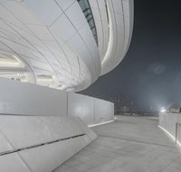 Futuristic Music Hall and Opera in the City at Night