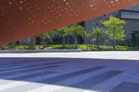 this is a photograph of a plaza that looks amazing and is full of dots, trees and other green plants