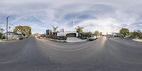 an image of a 360 - effect image taken from a 360 view lens on the street