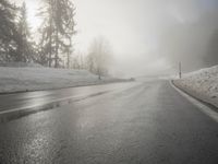 Snow Covered Road in the German Alps: A Winter Scene