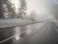 Snow Covered Road in the German Alps: A Winter Scene