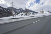 German Alps: Snowy Mountain Pass Road