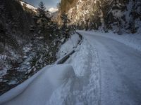 German Alps Winter Landscape: Road and Mountain