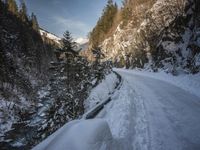 German Alps Winter Landscape: Road and Mountain
