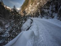 German Alps Winter Landscape: Road and Mountain
