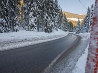 German Alps Winter Morning: A Road Through Snowy Mountains