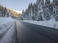 German Alps Winter Morning: A Road Through Snowy Mountains