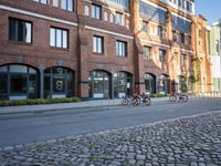 German Cityscape with Brick Streets in Downtown