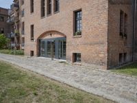 German Courtyard with Stone Walls under Clear Skies