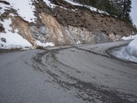 German Mountain Pass in Snowy Rocky Terrain
