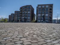 German Urban Landscape: Cobblestone Road and City Life