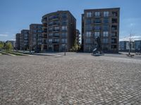 German Urban Landscape: Cobblestone Road and City Life