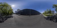 a fisheye view of a skate park that is in progress to be opened soon