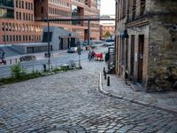 Germany City Road: A POV Shot of a Cobblestone Path