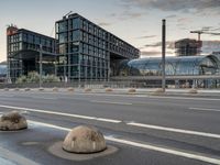 Germany at Dawn: Asphalt Road and Buildings