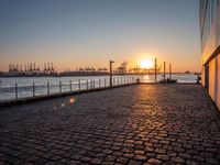 Germany at Dawn: Cobblestone Road in Hamburg