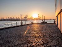 Germany at Dawn: Cobblestone Road in Hamburg