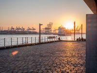 Germany at Dawn: Cobblestone Road in Hamburg