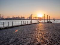 Germany at Dawn: Cobblestone Road in Hamburg