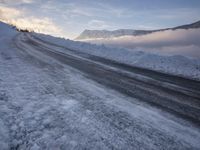 Dawn in Germany: Road with Asphalt and Water