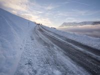 Dawn in Germany: Road with Asphalt and Water