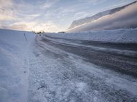 Dawn in Germany: Road with Asphalt and Water