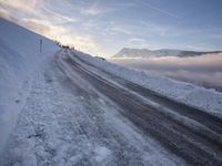 Dawn in Germany: Road with Asphalt and Water