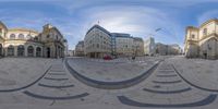 a 360 - view image of the city in the background of another building to be seen