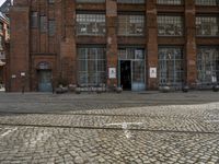 Germany's Urban Cityscape: Brick Buildings and Cobblestone Streets