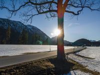 Germany's Aerial View: Snow Covered Road in the European Landscape