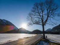 Germany's Aerial View: Snow Covered Road in the European Landscape