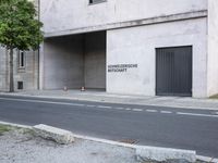 a building has a closed door and sign on the side of it with traffic cones next to it