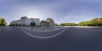 an empty street has been shot while the image is taken from a 360 - zoom lens