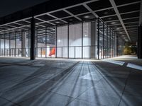 an empty building is lit up with the sun's rays hitting it down on its exterior